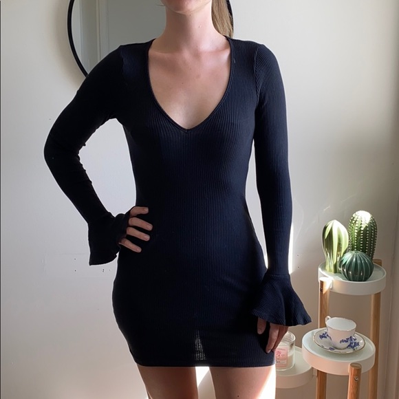 ASOS black ribbed mini dress - Picture 1 of 3